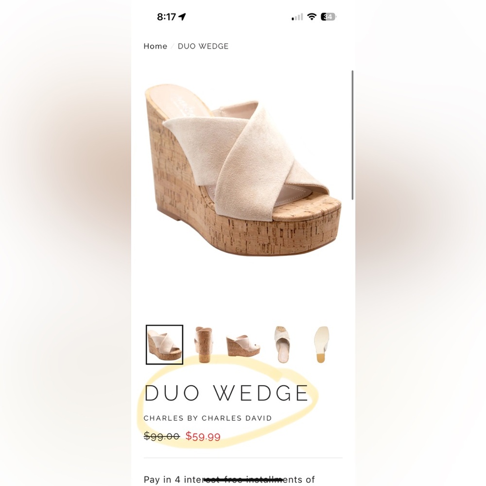 Charles by Charles David Tan Wedge Sandals with Strappy Design - Picture 2 of 10